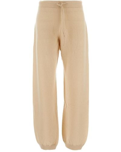 Semicouture Cashmere Blend Pants With Drawstring - Natural