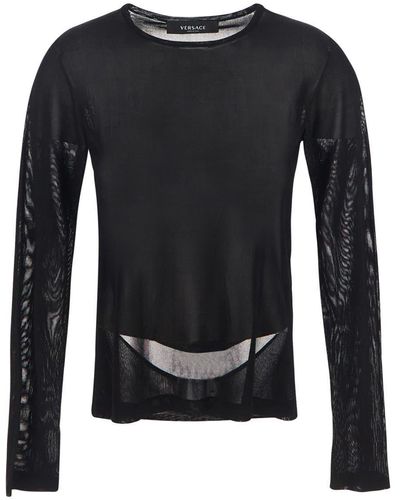 Versace Slashed Knit Jumper - Black
