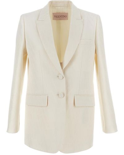 Valentino Logoed Wool Jacket - White
