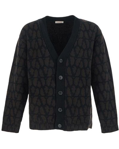 Valentino Toile Iconographe Knit Cardigan - Black