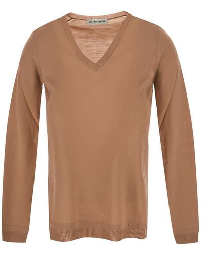 GOES BOTANICAL V-neck Sweater - Brown