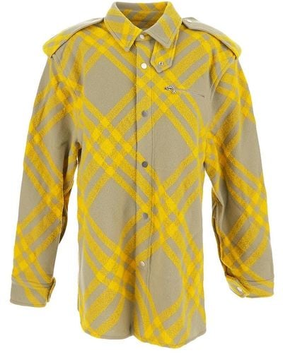 Burberry Check Wool Blend Jacket - Yellow