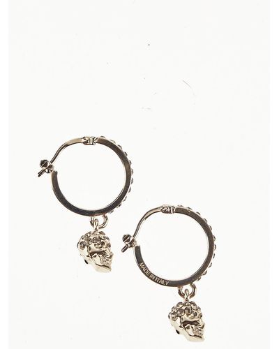 Alexander McQueen Skull Mini Creole Hoop Earrings - Metallic