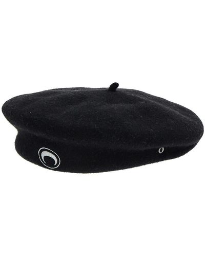 Marine Serre Embroidered French Beret - Black