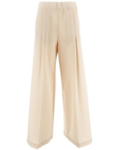 Semicouture Wool Wide Pants - Natural