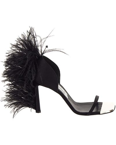 AREA X SERGIO ROSSI Feather Embellished High Heels - Black