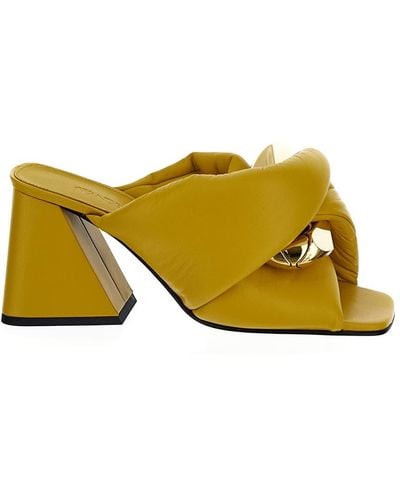 JW Anderson Chain Twist Leather Mules - Yellow