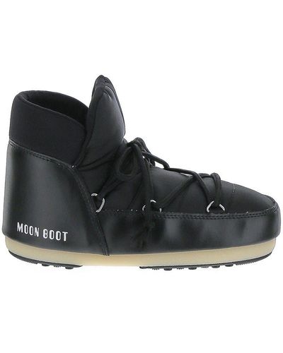 Moon Boot Logo-print Padded Woven Snow Boots - Black