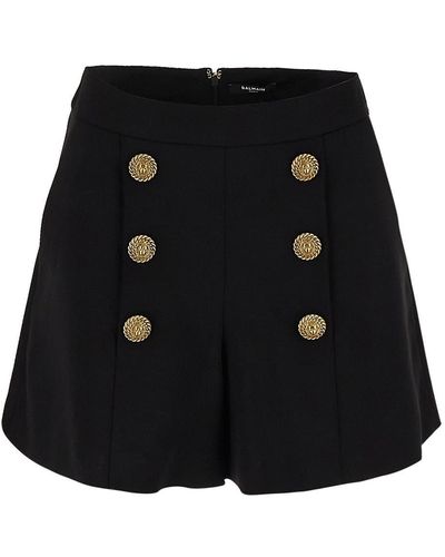 Balmain Contrast Buttons Shorts - Black