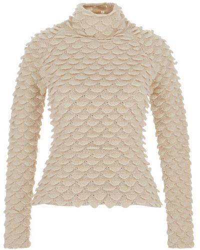Bottega Veneta Fish Scale Wool Sweater - White