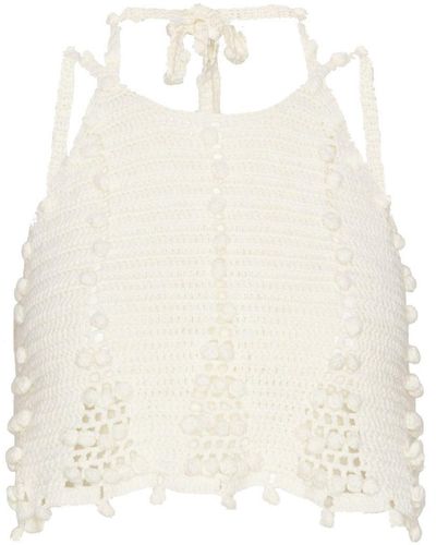 Remain Crochet Halterneck Top - White
