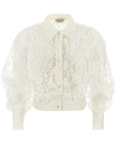 Alexander McQueen White Floral Lace Shirt