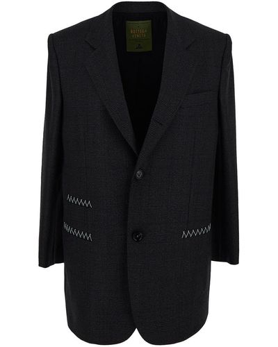 Bottega Veneta Wool Prince Of Wales Jacket - Black