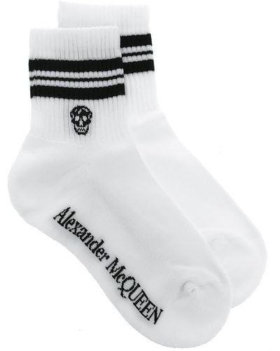 Alexander McQueen Stripe Skull Sport Socks - White