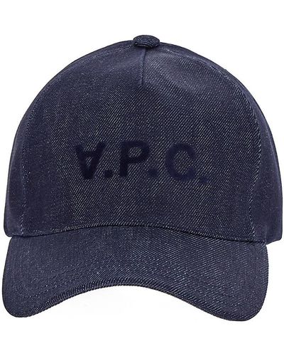 A.P.C. Denim Logo Baseball Cap - Blue