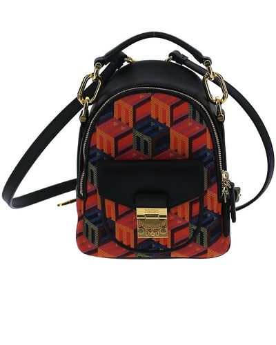 MCM Cubic Logo Jacquard Fabric Mini Patricia Backpack - Multicolour