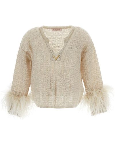 Valentino Feathers Knit - White