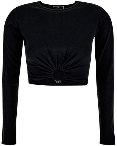 Elisabetta Franchi Crop Top - Black