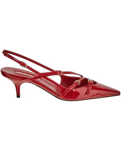 Miu Miu Patent Leather Slingback Décolleté With Buckles - Red