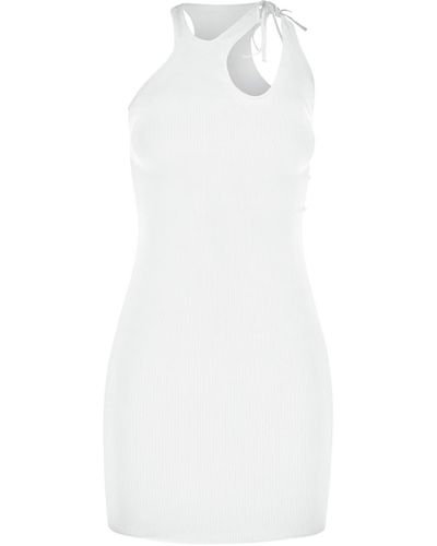 ANDREADAMO Asymmetric Halter Mini Dress - White