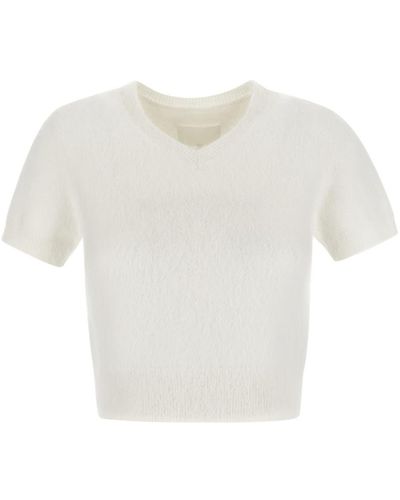 Maison Margiela Fluffy Knit Cropped Top - White