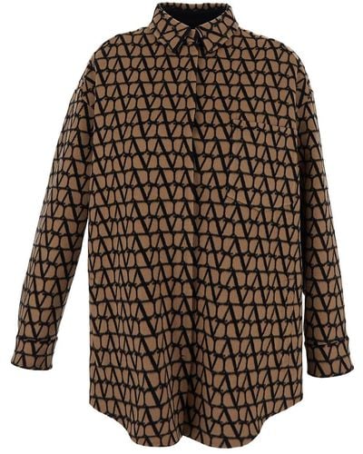 Valentino Logoed Wool Jacket - Brown