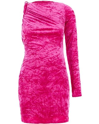 Versace Rolled Velvet Mini Dress - Pink