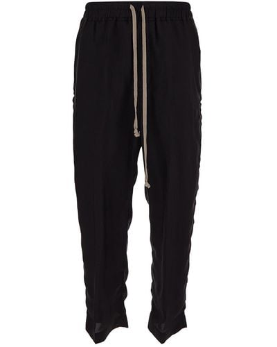 Rick Owens Drawstring Astaires Cropped Pants - Black