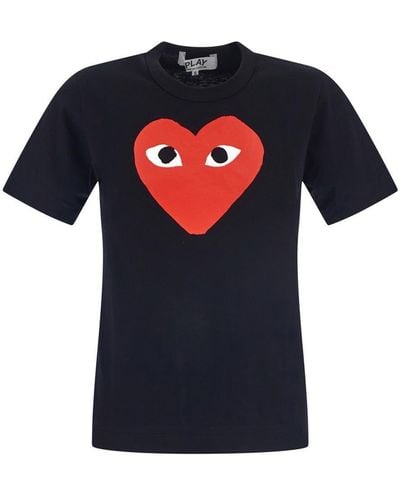 COMME DES GARÇONS PLAY Red Heart Print T-shirt - Blue