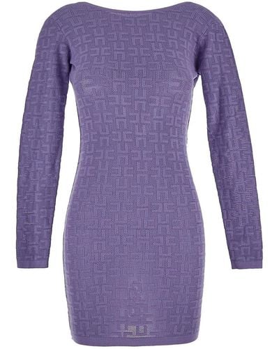 Elisabetta Franchi Logo Dress - Purple