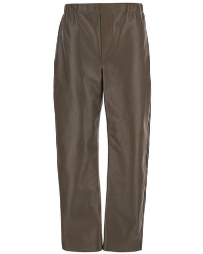 Bottega Veneta Leather Pants - Gray