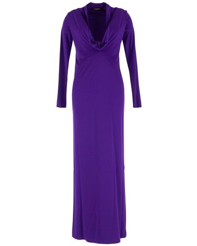 Versace Cowl Long Dress - Purple