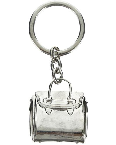 Alexander McQueen Silver Keychain - White