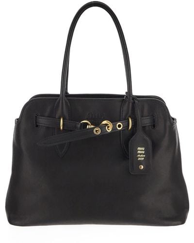 Miu Miu Aventure Leather Bag - Black