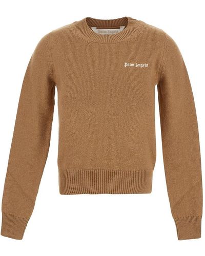 Palm Angels Classic Logo Knit Sweater - Brown