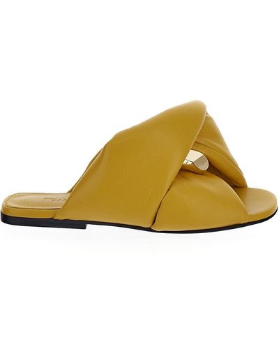 JW Anderson Chain Twist Leather Flats - Yellow