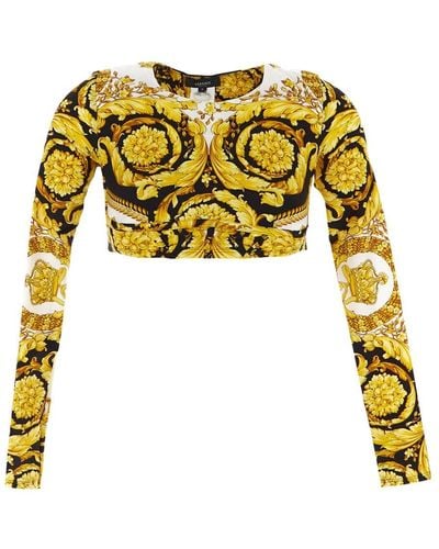 Versace Baroque Cropped Top - Yellow