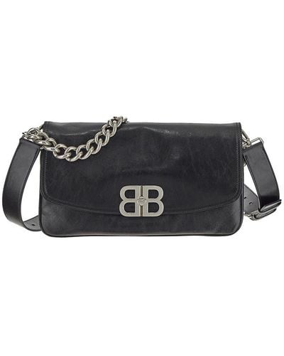 Balenciaga Bb Soft Raffia Flap Bag - Black