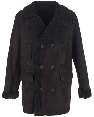 Salvatore Santoro Shearling Double-breasted Jacket - Blue