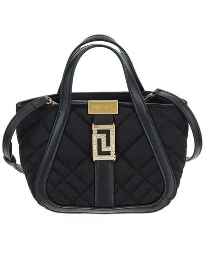 Versace Crystal Greca Goddess Satin Mini Bag - Black