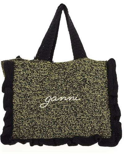 Ganni Cotton Tote Bag - Green