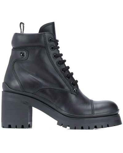 Miu Miu Military-style Ankle Boots - Black