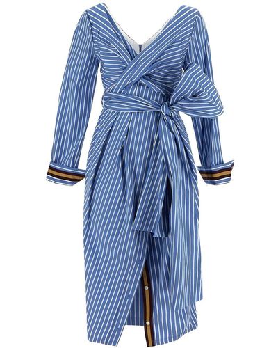Dries Van Noten Striped Dress - Blue