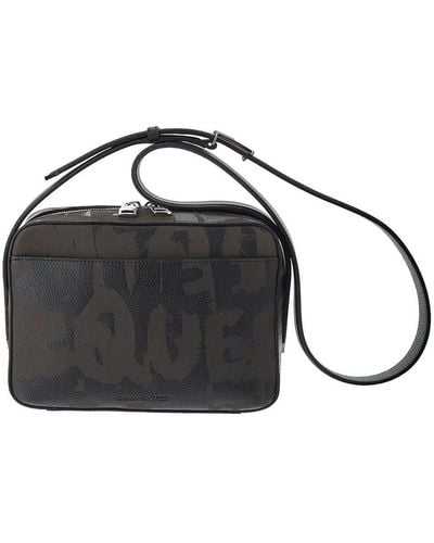 Alexander McQueen Graffiti Logo Camera Bag - Black