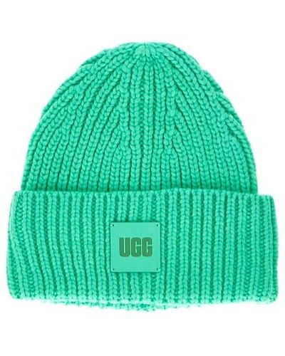 UGG Chunky Ribbed Beanie With Logo - Green