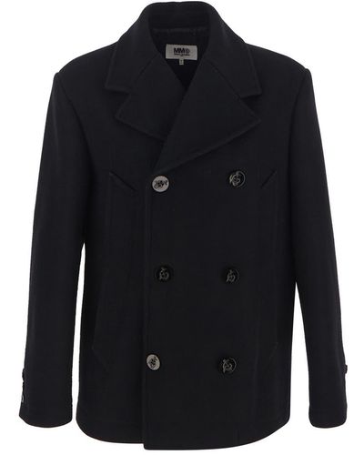 MM6 by Maison Martin Margiela Double-breasted Coat - Blue