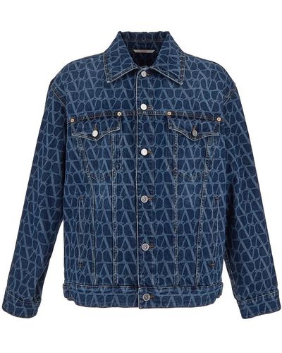 Valentino Logoed Denim Jacket - Blue