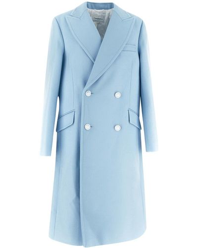 Casablancabrand Double Breasted Overcoat - Blue