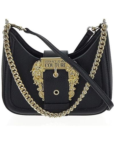Versace Baroque Buckle Shoulder Bag - Black