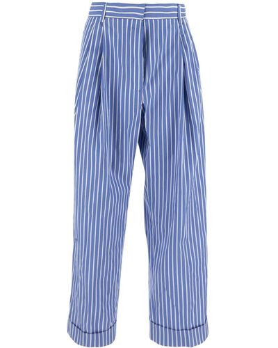 Dries Van Noten Striped Trouser - Blue